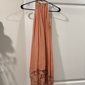 Black Swan Coral Halter Dress with Lace Detail